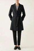 Belted Blazer Coat with Button Cuff Detail, Tailored Long Fit