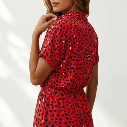 Women's Midi Dress with Button Front and Drawstring Waist — variant_front