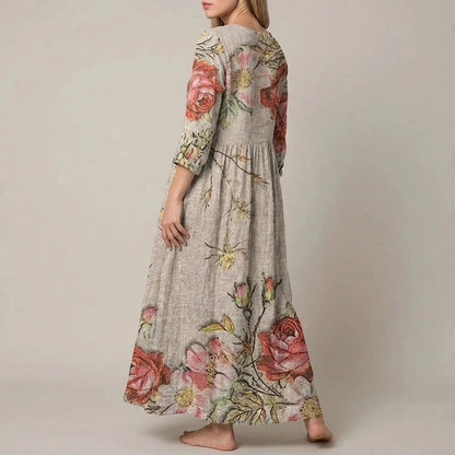 Floral V-Neck Lightweight Day Maxi Dress