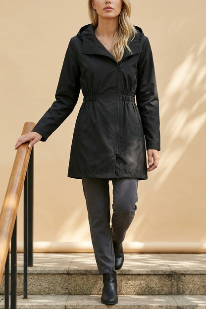 Hooded Lightweight Rain Jacket with Elasticated Waist — variant_front