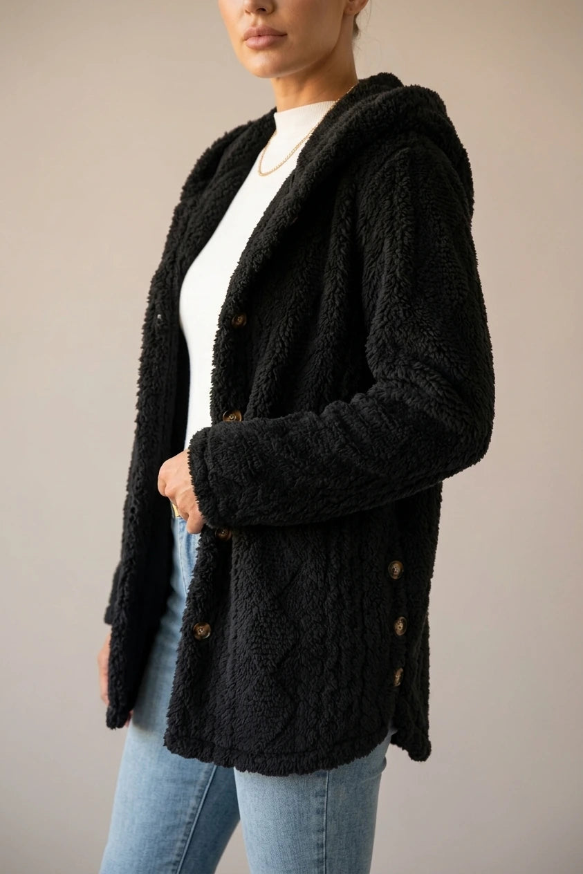 Women's Textured Button-Front Coat Relaxed Fit — variant_front