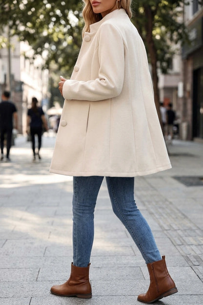 Women's Stand-Collar Tailored Coat with Button Front — variant_front