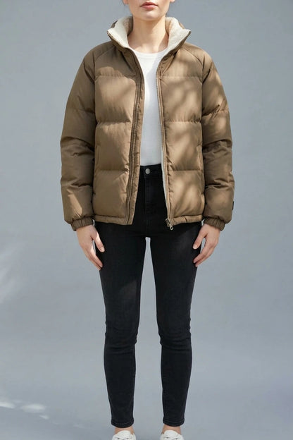Women's Hooded Puffer Jacket with Fleece Lining — variant_front