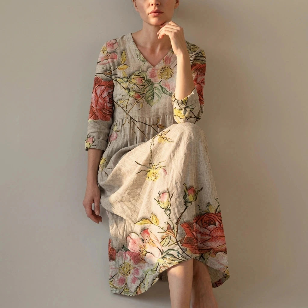 Floral V-Neck Lightweight Day Maxi Dress