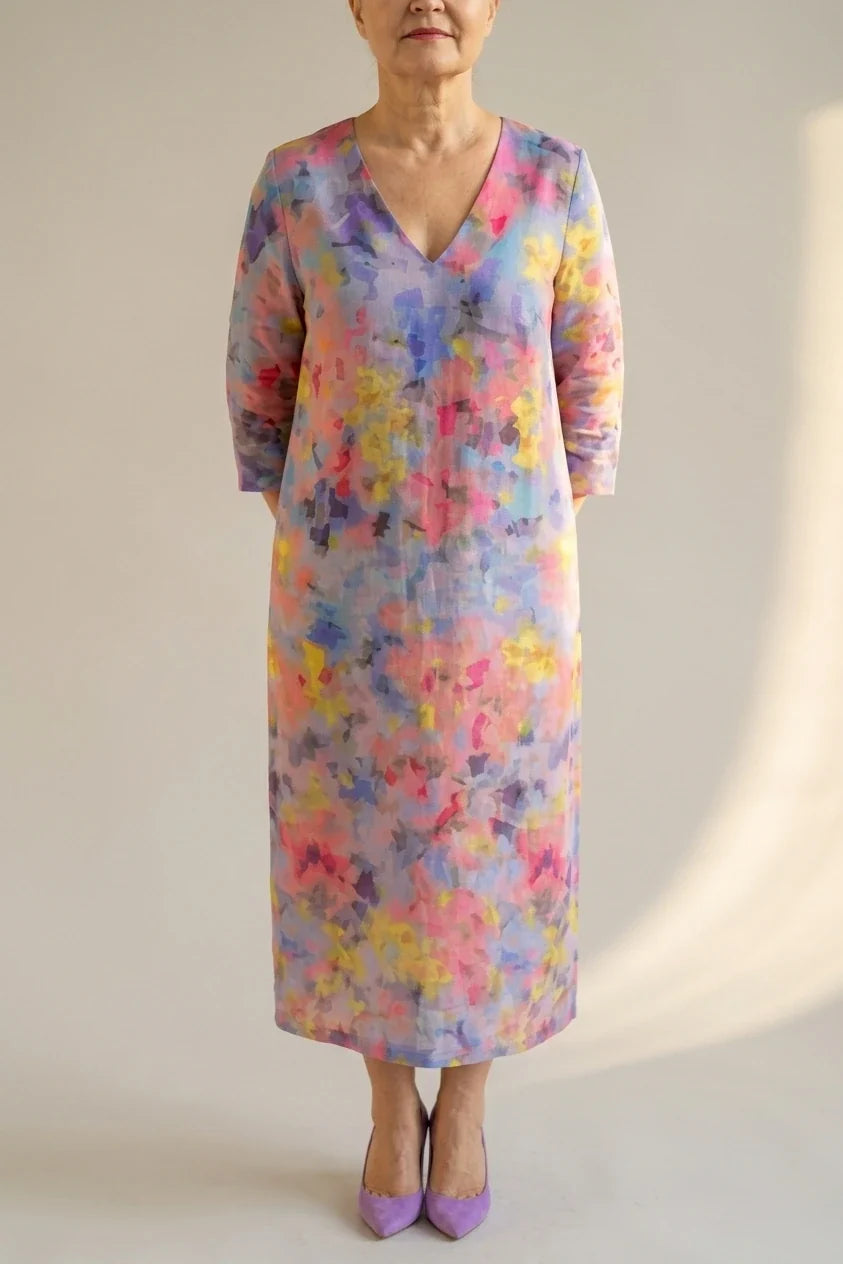Benson | Abstract Floral Midi Dress — variant_front
