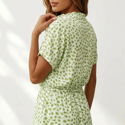 Women's Midi Dress with Button Front and Drawstring Waist — variant_front