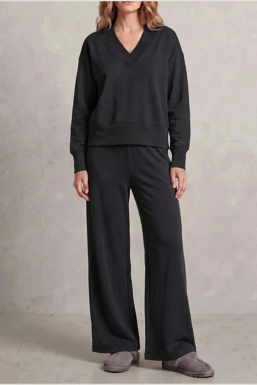 Relaxed Fit V Neck Sweat Top and Allia Wide Leg Lounge Set