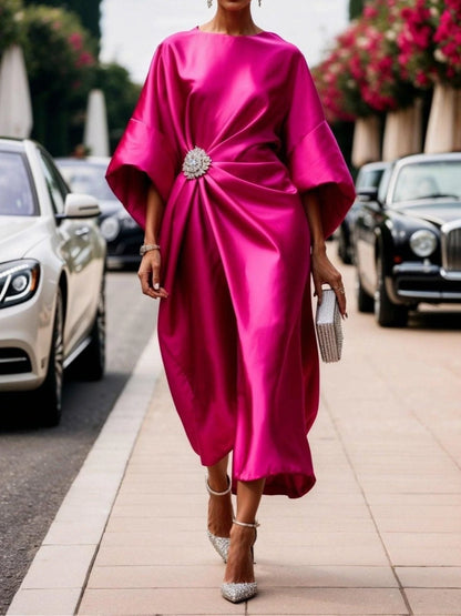 A-Line Maxi Dress with Boat Neck for Women