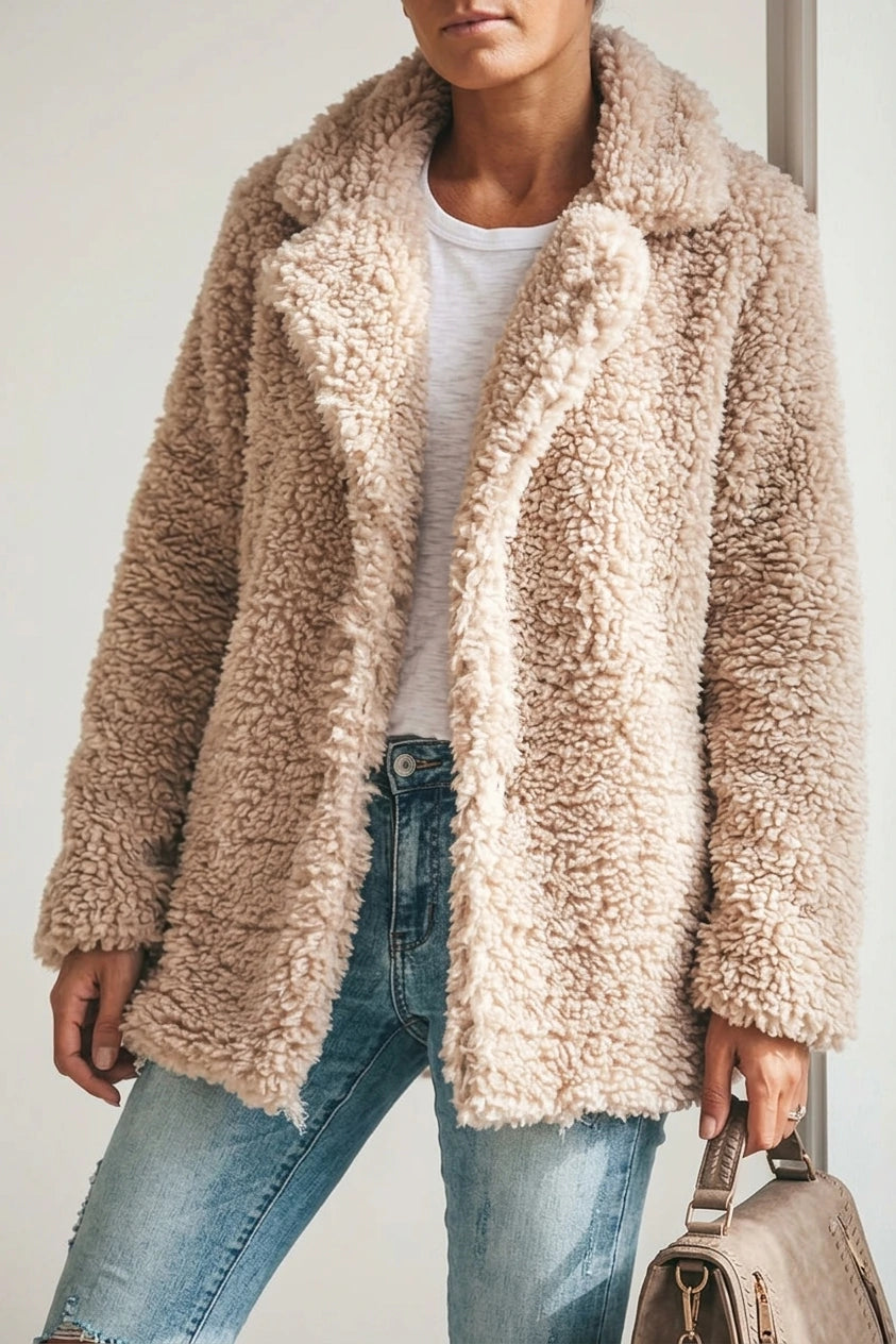 Cosy Oversized Teddy Coat with Wide Lapels — variant_front