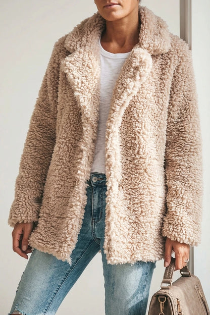 Cosy Oversized Teddy Coat with Wide Lapels — variant_front