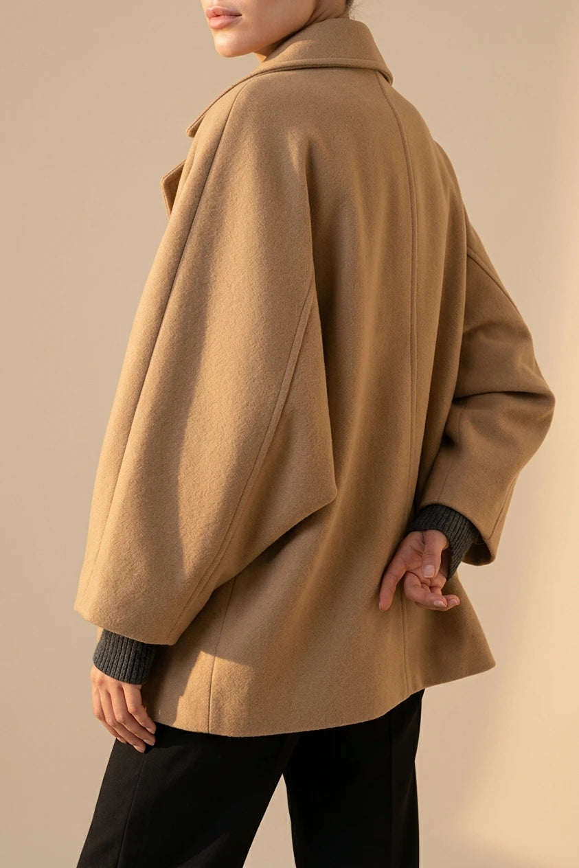 Women's Oversized Coat Button-Up Long Sleeve Relaxed Fit — variant_front