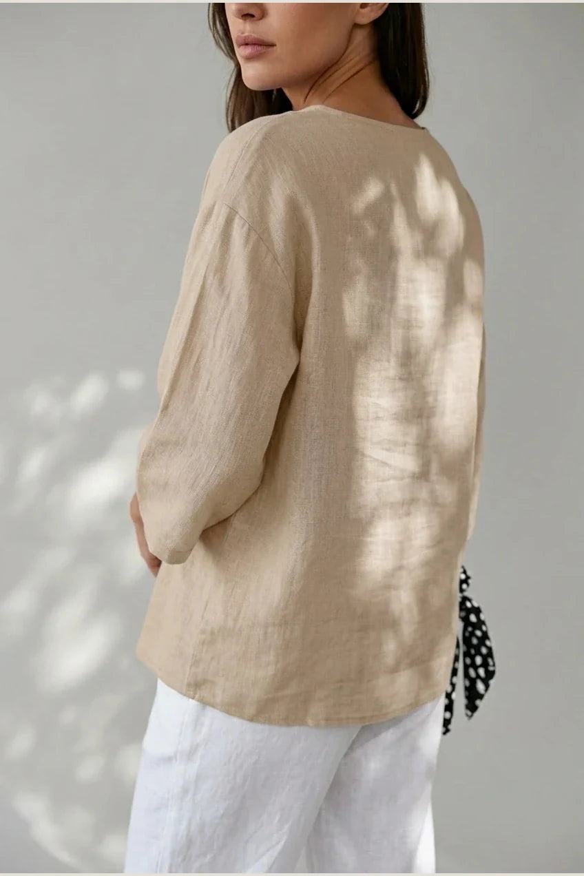 Polyester Relaxed Fit Blouse Button Front Tunic — variant_front