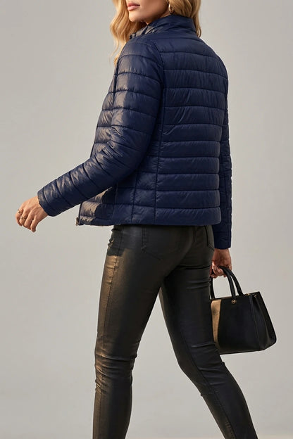Cropped Quilted Puffer Jacket with Teddy Fleece Lining — variant_front
