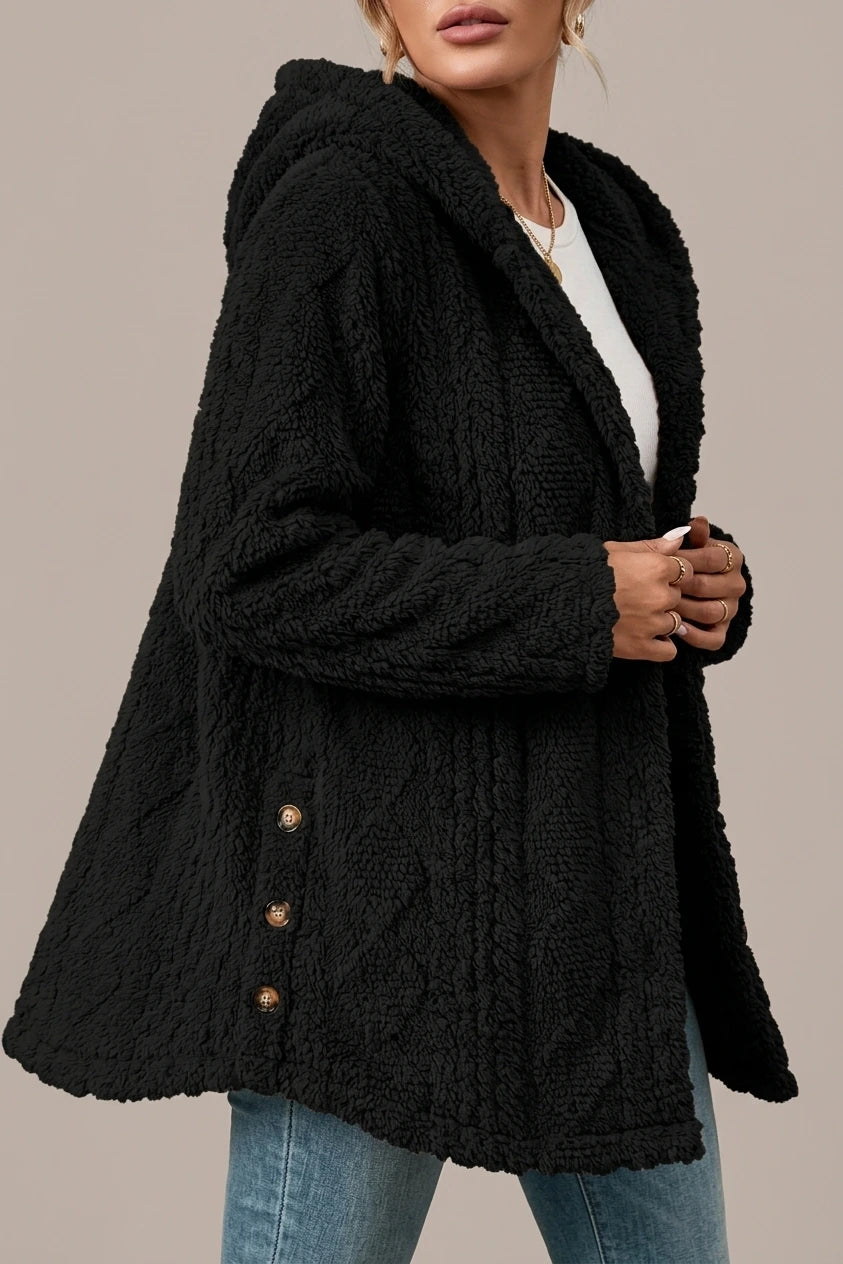Women's Textured Button-Front Coat Relaxed Fit — variant_front
