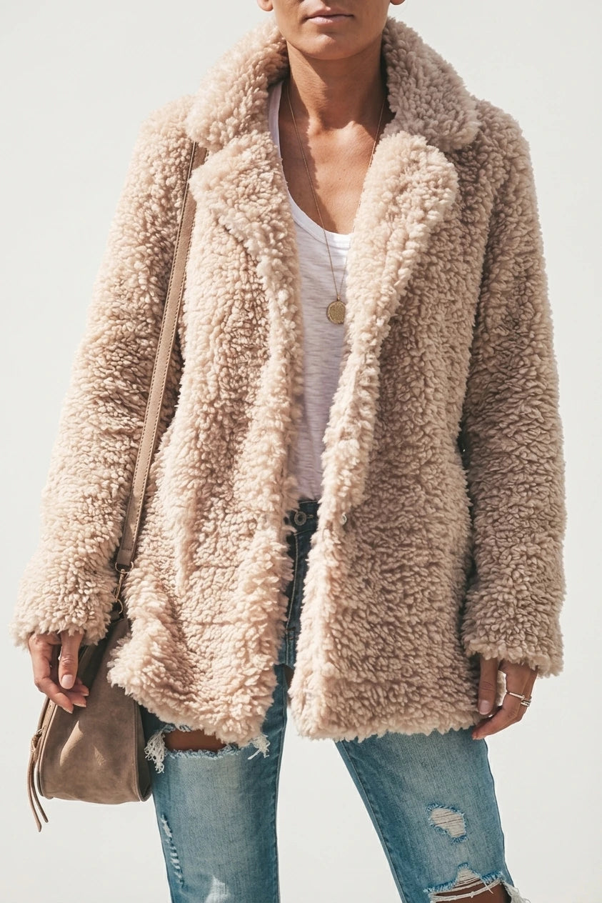 Cosy Oversized Teddy Coat with Wide Lapels — variant_front