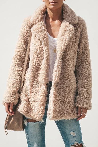 Cosy Oversized Teddy Coat with Wide Lapels — variant_front
