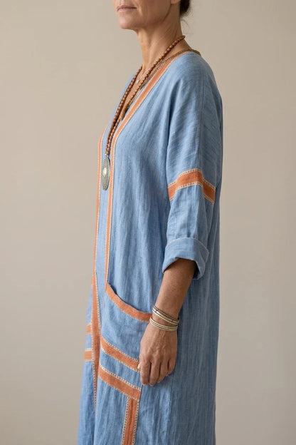Avenor | V Neck Soft Structure Midi Dress — variant_front