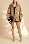 Oversized Coat Button-Up Long Sleeve Relaxed Fit Women's