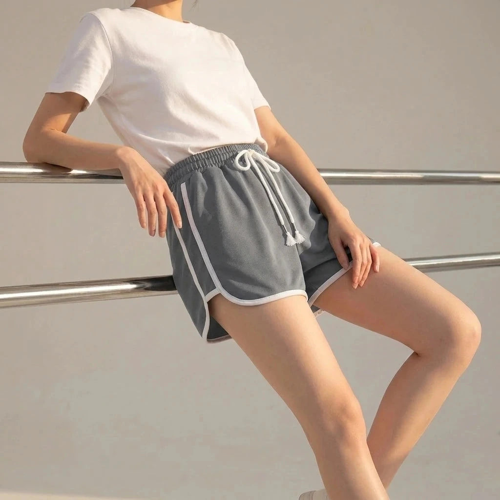 Drawstring Striped High Waist Sport Shorts