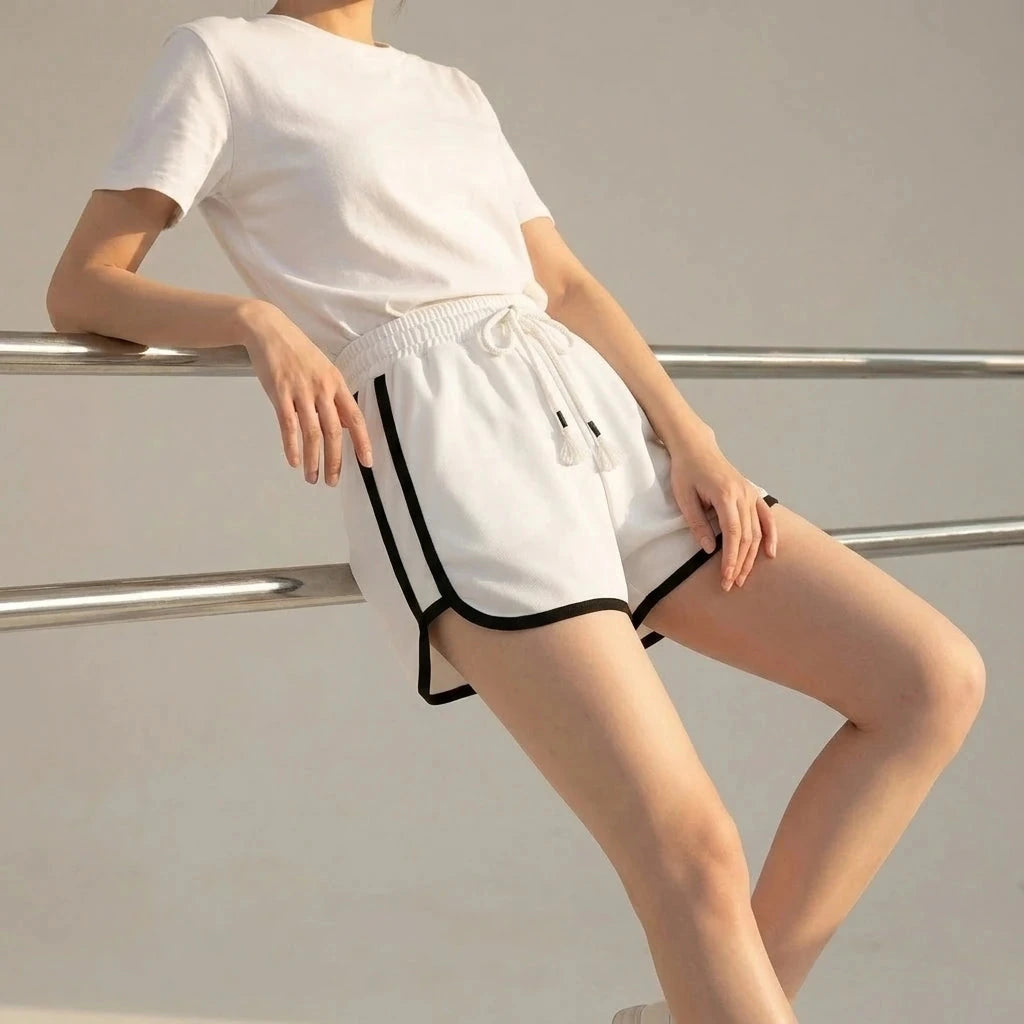 Drawstring Striped High Waist Sport Shorts