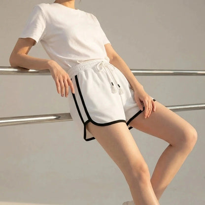 Drawstring Striped High Waist Sport Shorts