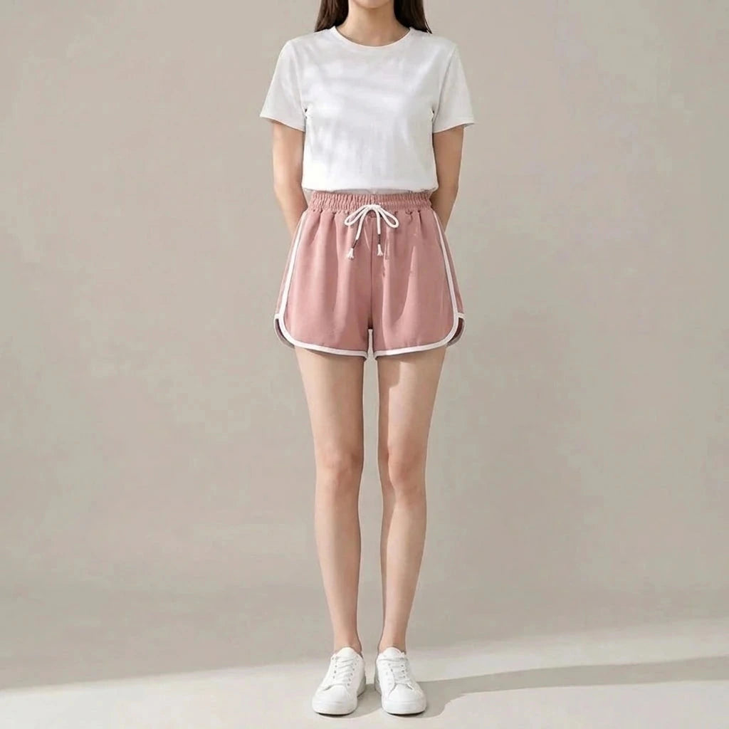 Drawstring Striped High Waist Sport Shorts