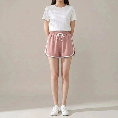 Drawstring Striped High Waist Sport Shorts