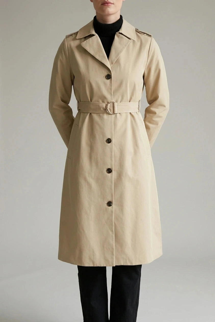 Belted Long Trench Coat With Belt, Long Trench Coat, Belted Coat