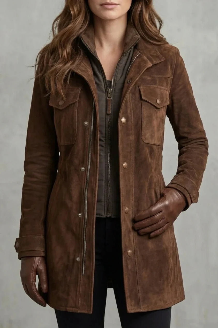 Bellavue – Tailored suede finish – Longline coat — variant_front