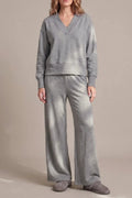 Relaxed Fit V Neck Sweat Top and Allia Wide Leg Lounge Set