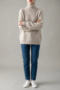 Cozy Oversized Turtleneck Sweater Cable Knit Chunky Jumper Relaxed Long Sleeve