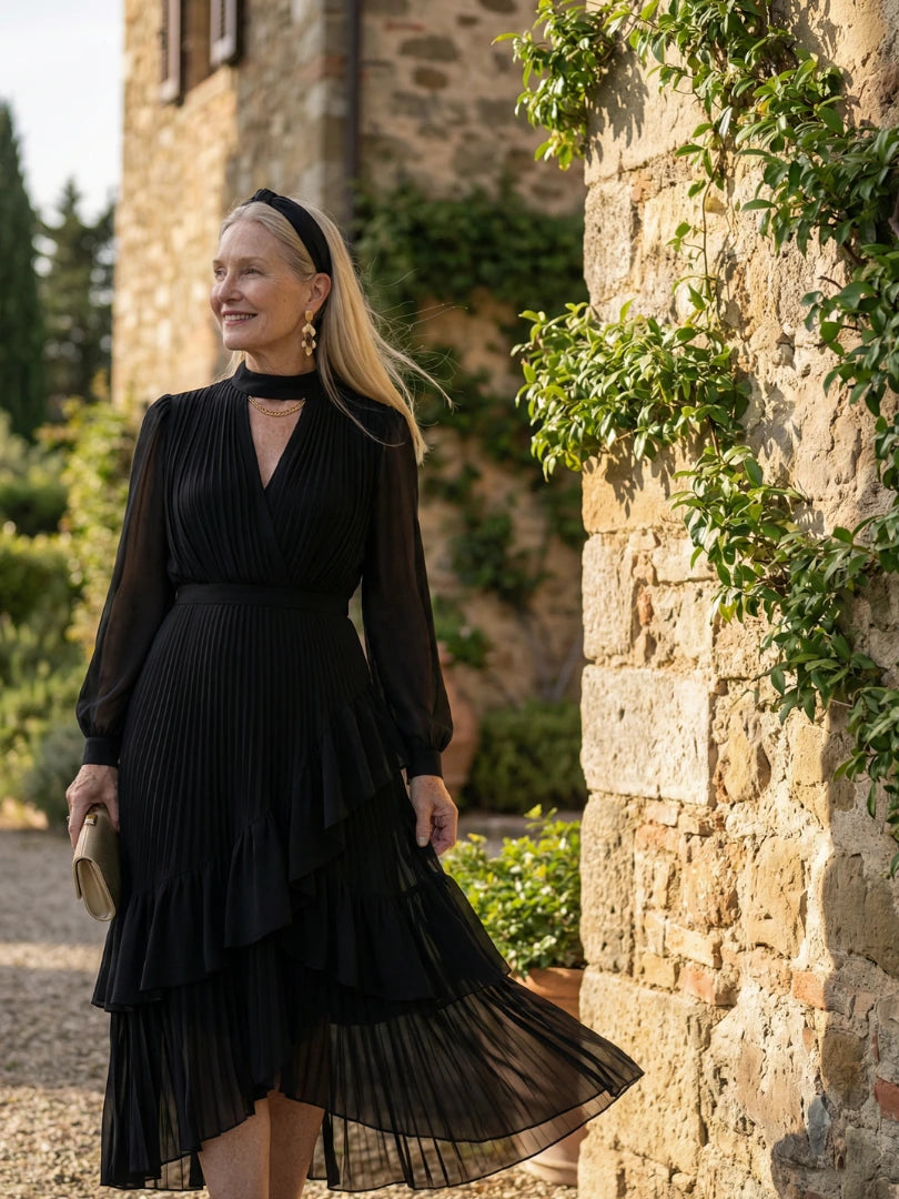 Aris | Fluid Drape Midi Dress