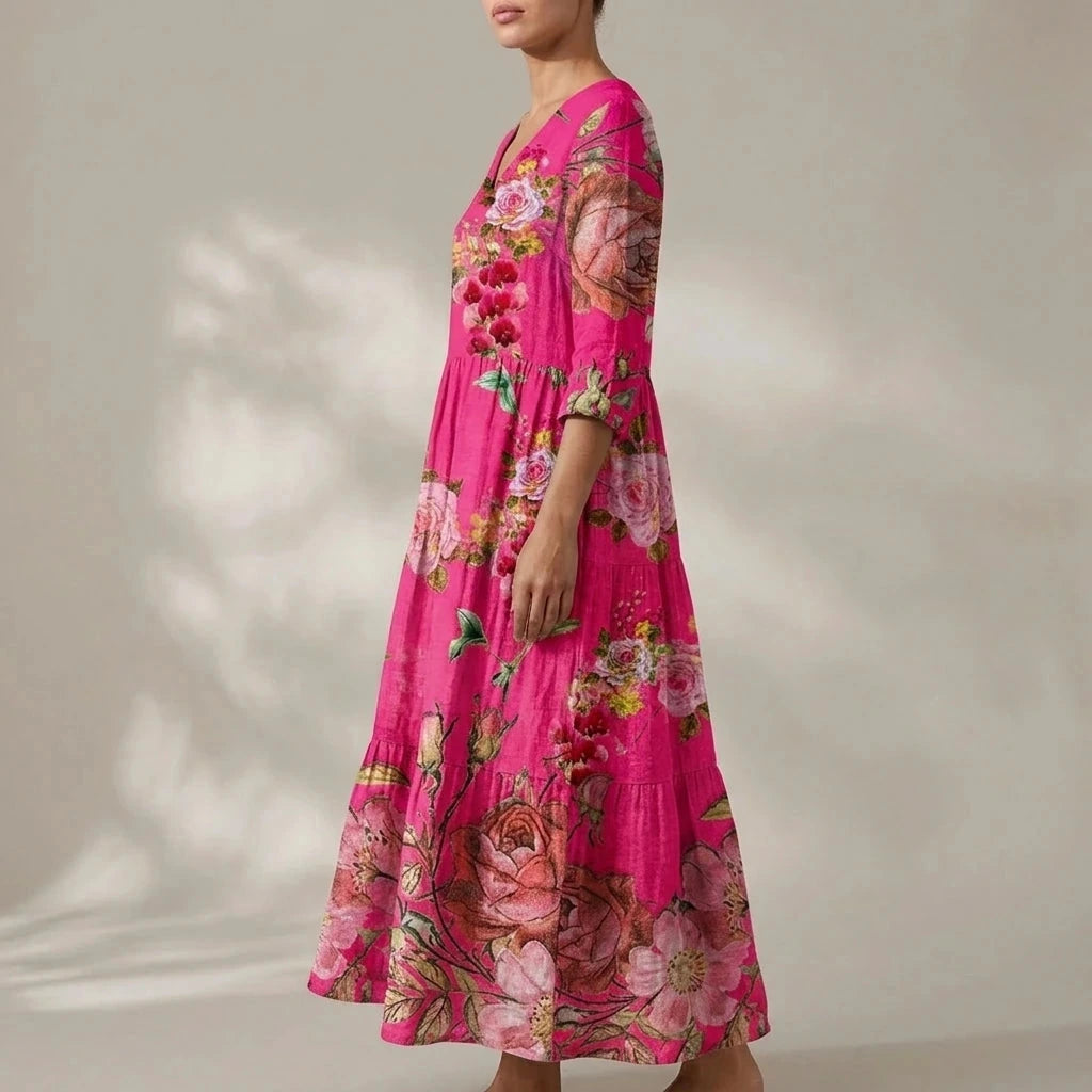 Floral V-Neck Lightweight Day Maxi Dress