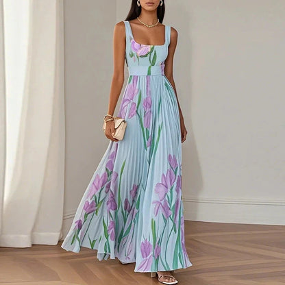 Wedding Guest A-Line Maxi Dress – Floral Print Women