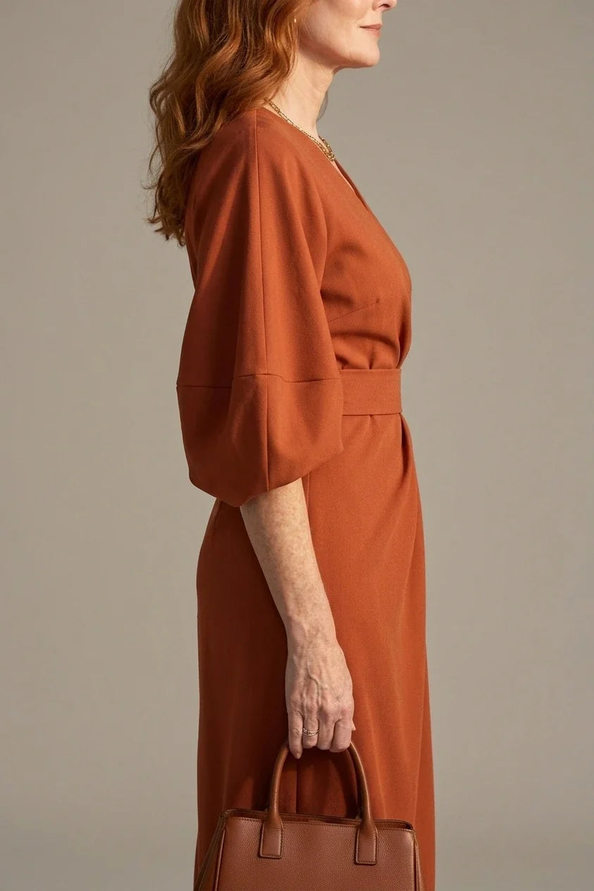 Beryl | Sculpted Waist Panel Midi Dress — variant_front