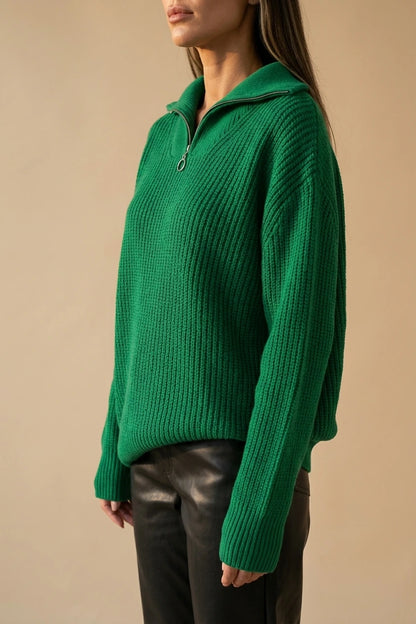 Women's Oversized Half-Zip Jumper with Stand Collar — variant_front