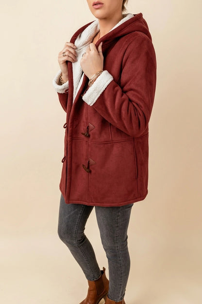 Cosy Hooded Sherpa Lined Jacket with Toggle Closure — variant_front