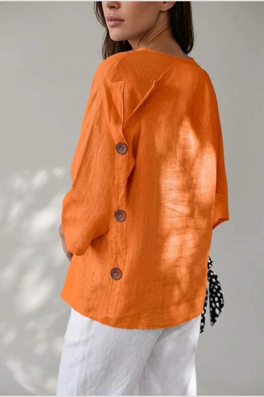 Polyester Relaxed Fit Blouse Button Front Tunic — variant_front