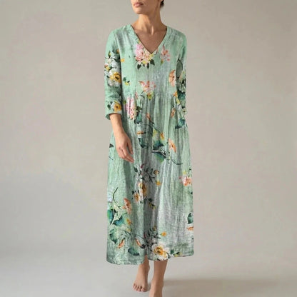 Floral V-Neck Lightweight Day Maxi Dress