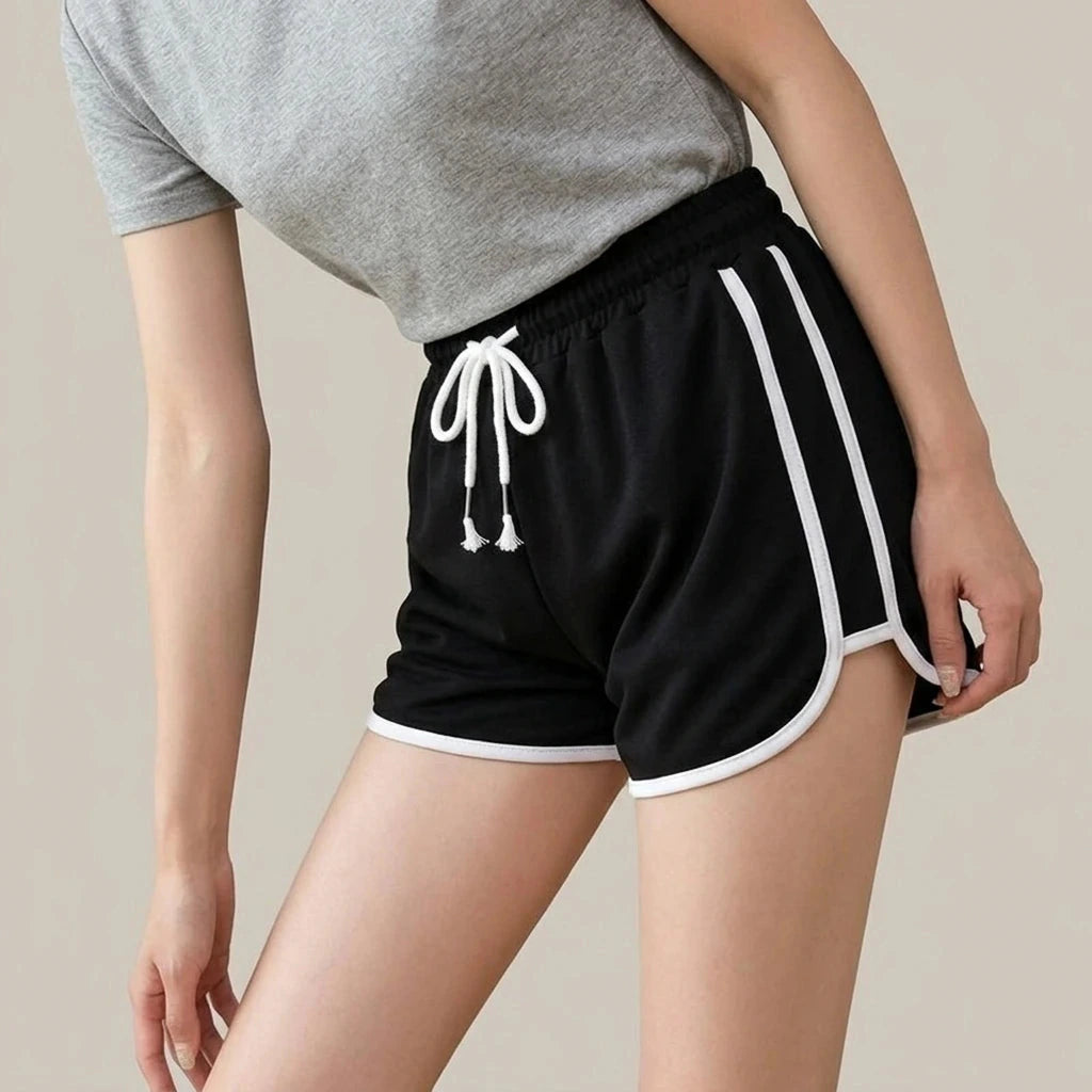 Drawstring Striped High Waist Sport Shorts