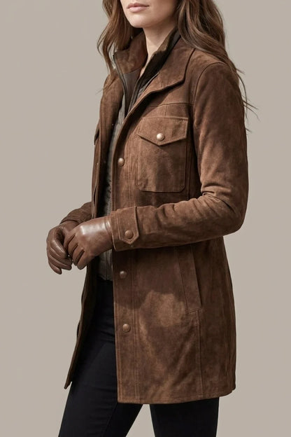 Bellavue – Tailored suede finish – Longline coat — variant_front