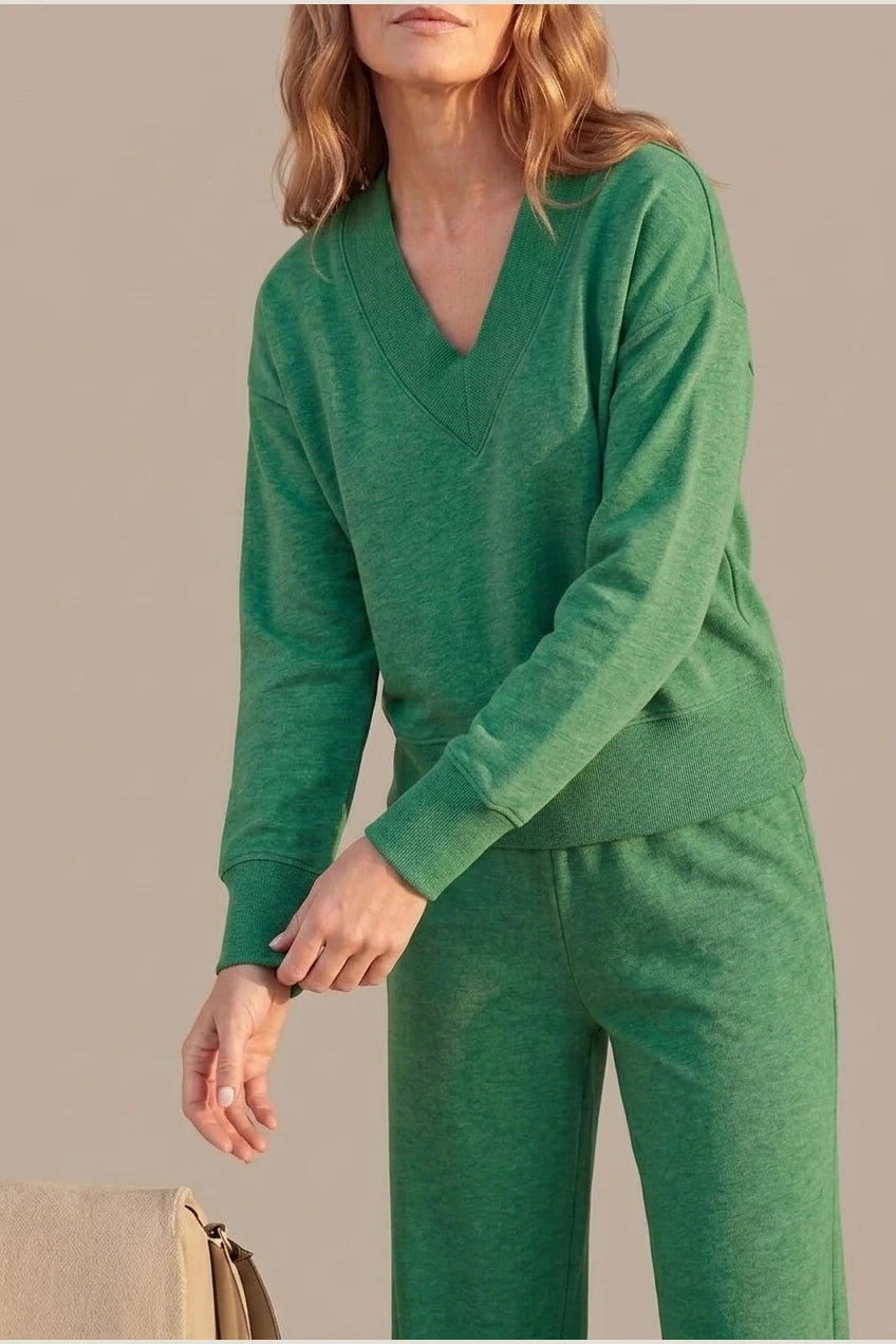 Relaxed Fit V Neck Sweat Top and Allia Wide Leg Lounge Set