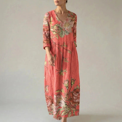 Floral V-Neck Lightweight Day Maxi Dress