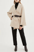 Wrap Coat with Wide Lapel Collar and Tie Belt, Relaxed Fit