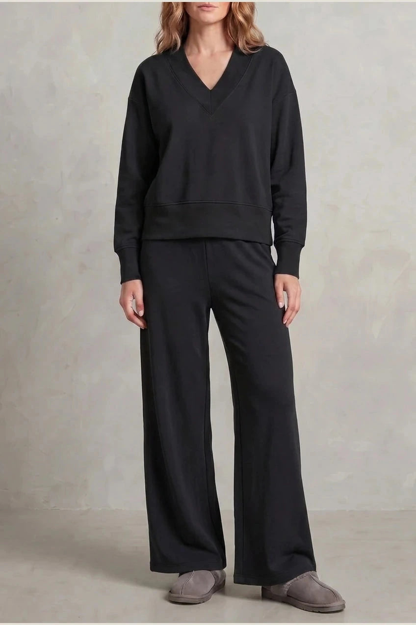 Relaxed Fit V Neck Sweat Top and Allia Wide Leg Lounge Set