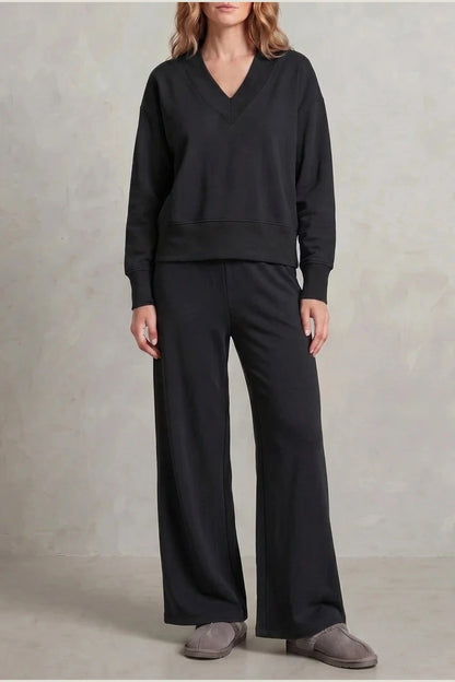 Relaxed Fit V Neck Sweat Top and Allia Wide Leg Lounge Set