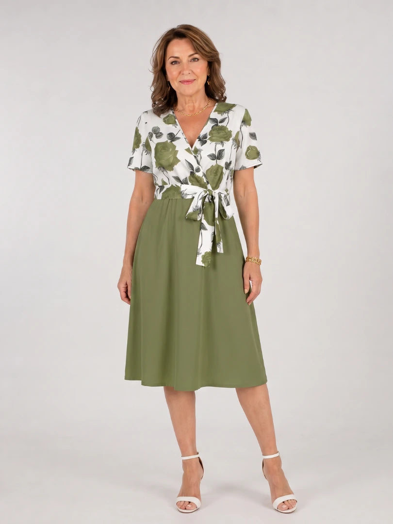 Admen | Floral Tie Waist Midi Dress
