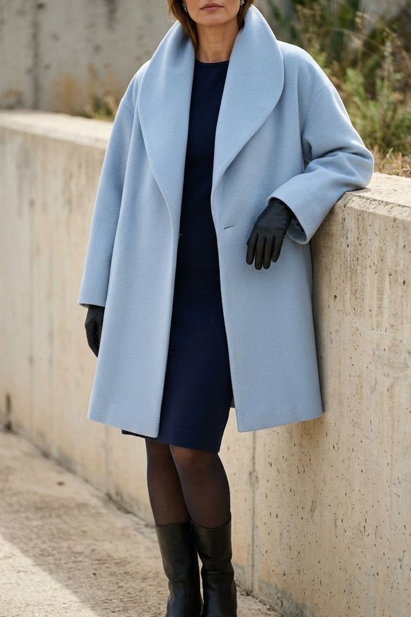 Women's Oversized Collar Coat Hip-Length Long Sleeve — variant_front