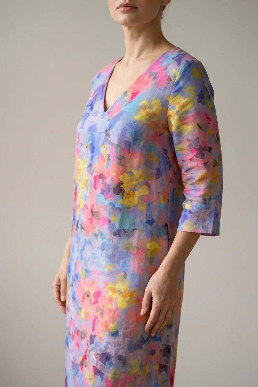 Benson | Abstract Floral Midi Dress — variant_front