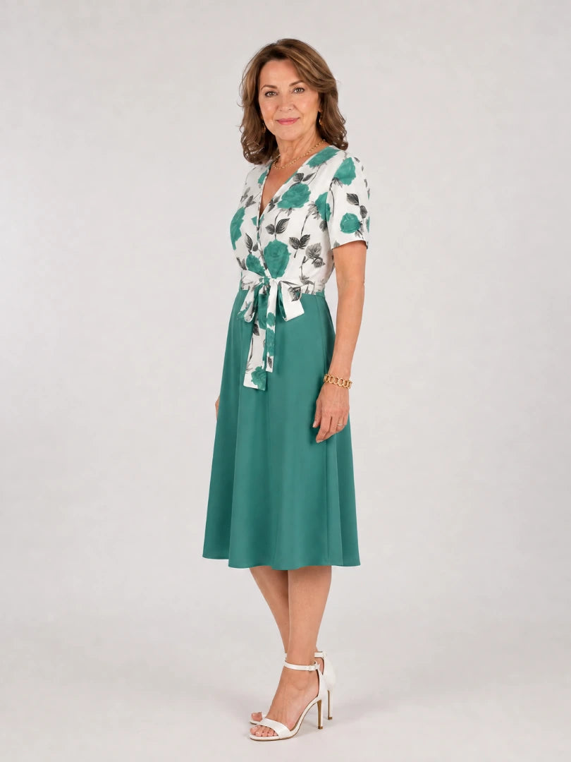 Admen | Floral Tie Waist Midi Dress